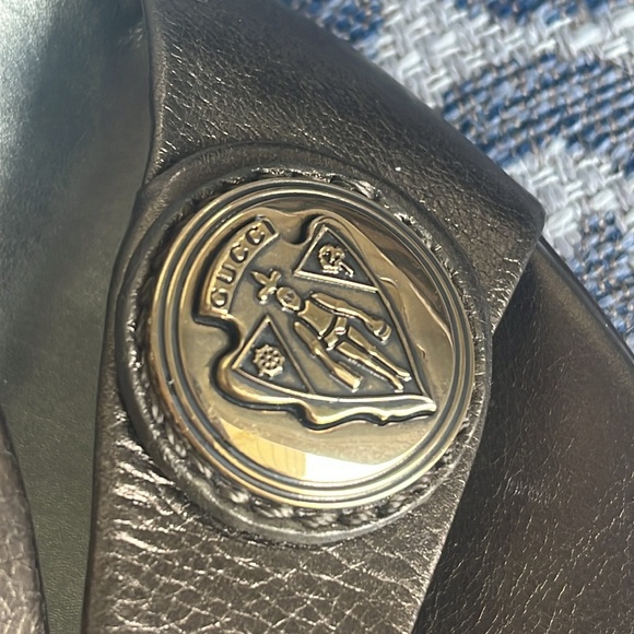 Celebrity owned Gucci Heels Pelle S Cuoio Darwin Metal shoes 10 Bronze - Picture 2 of 8